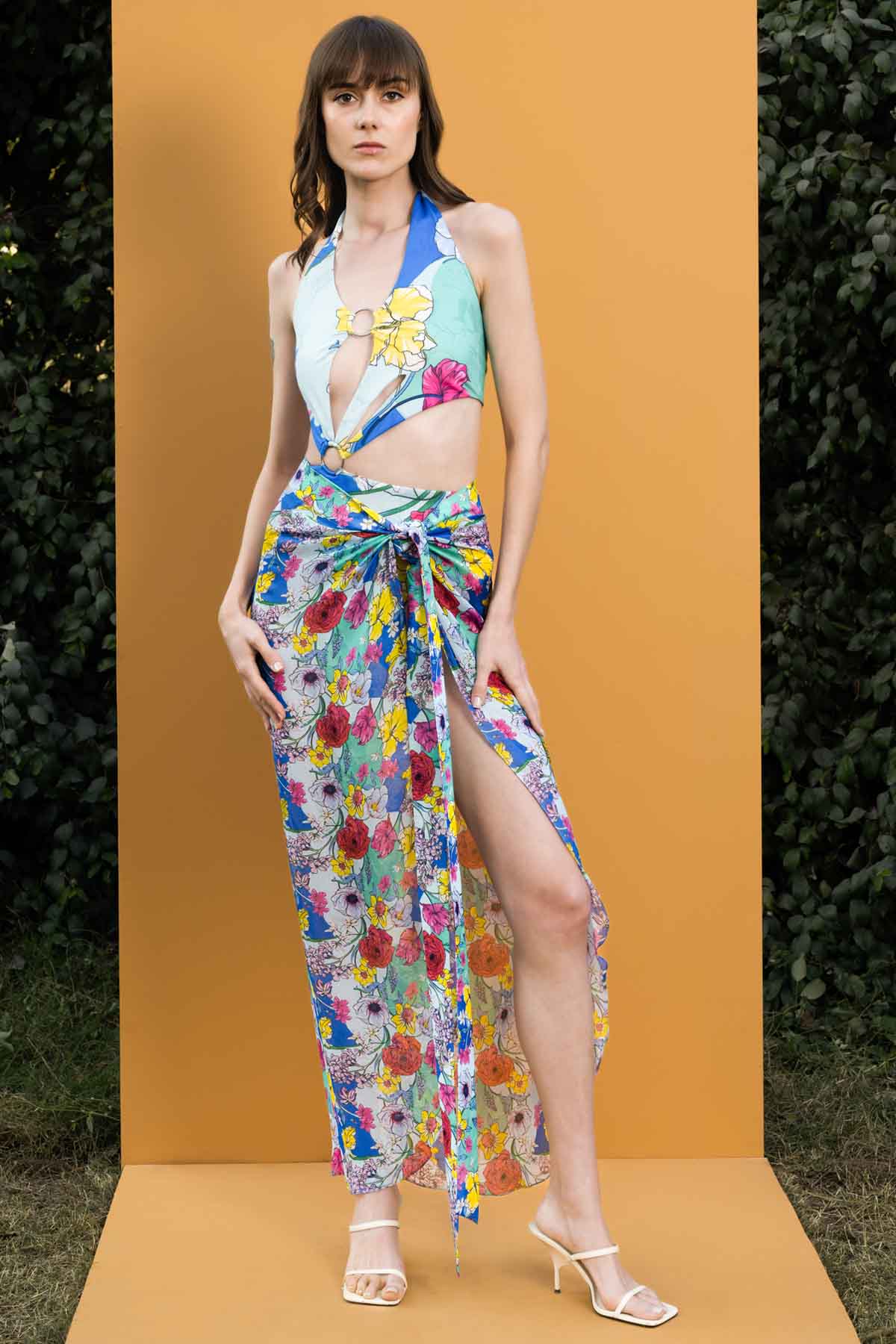 Buy Hibiscus Printed Bodysuit by Mandira Wirk